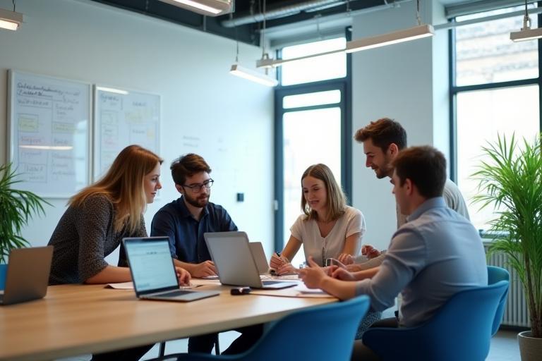 Team van EduTech Innovators BV brainstormt in open kantoorruimte